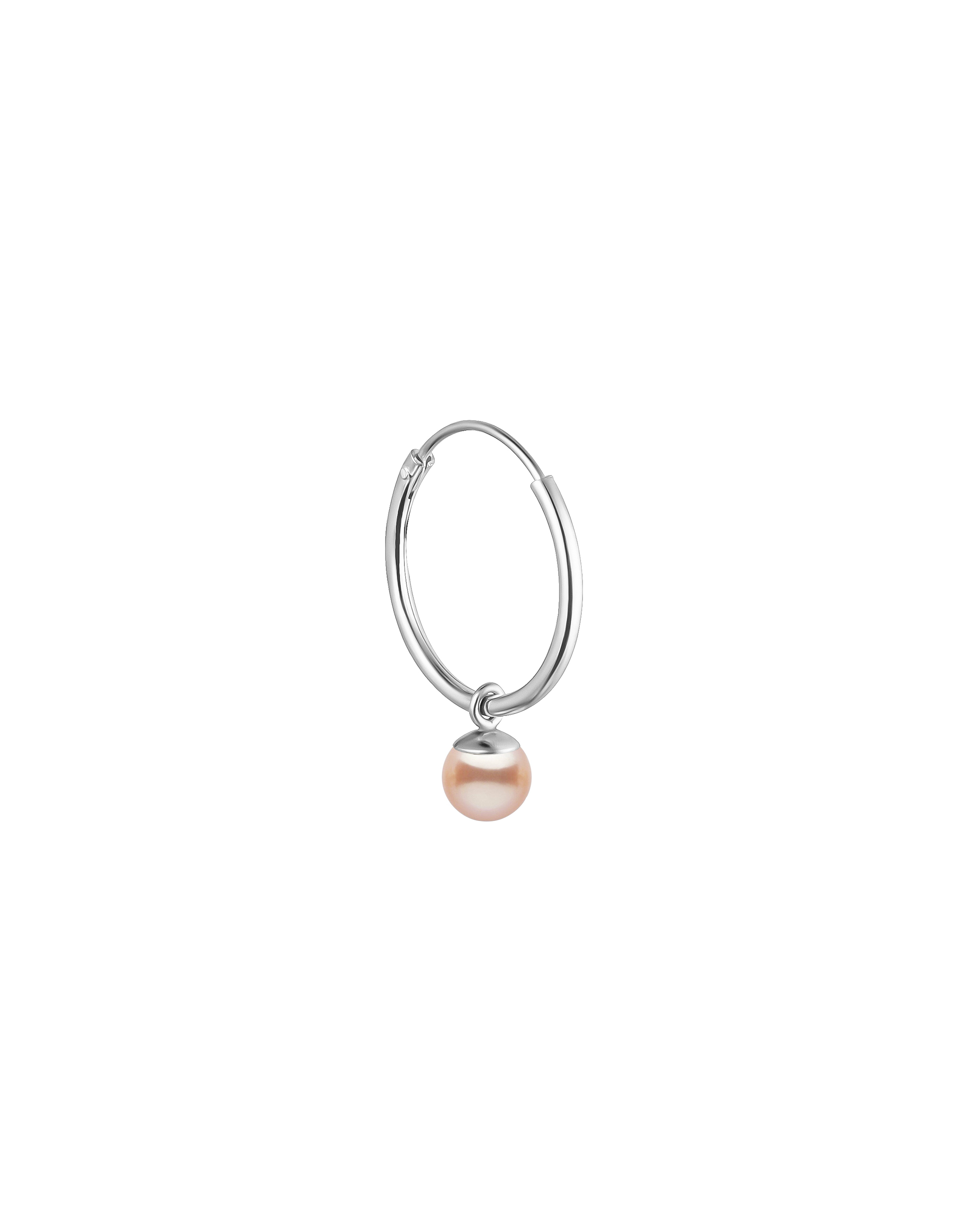 Серьга-кольцо с розовым жемчугом